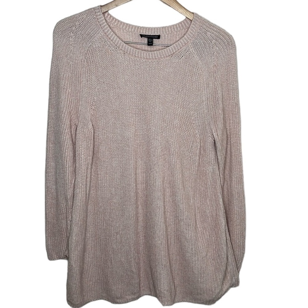 Eileen Fisher Pale Pink Knit Tunic Sweater Organic Cotton Women Size XS BLEMISH